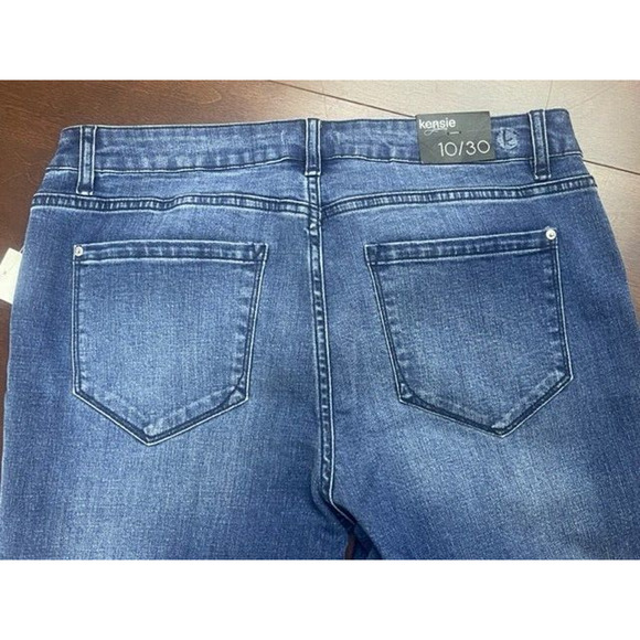 NWT Kensie Effortless Ankle Jeans Women 10 / 30 Frayed Stretch Distress Studded - Picture 6 of 9